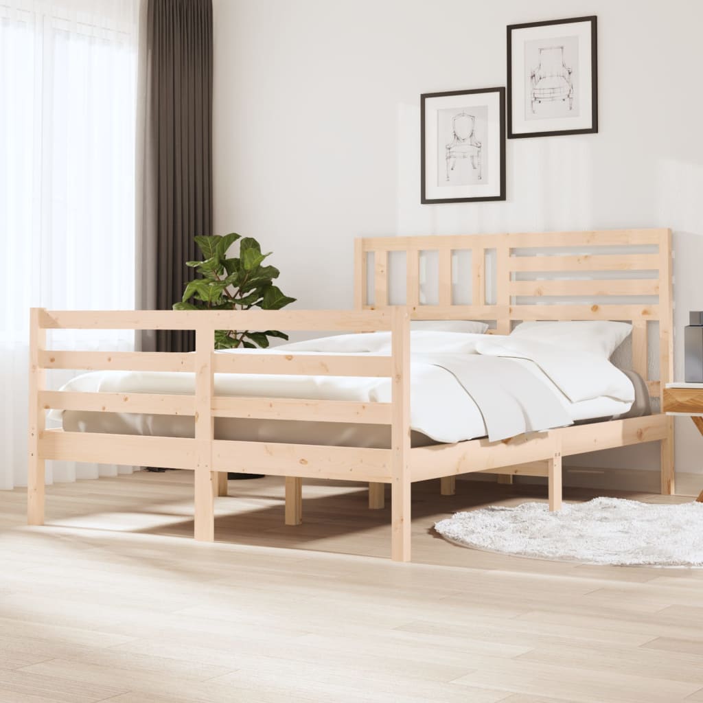 Cadre de lit sans matelas 135x190 cm bois massif