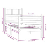 Cadre de lit sans matelas bois massif 100x200 cm