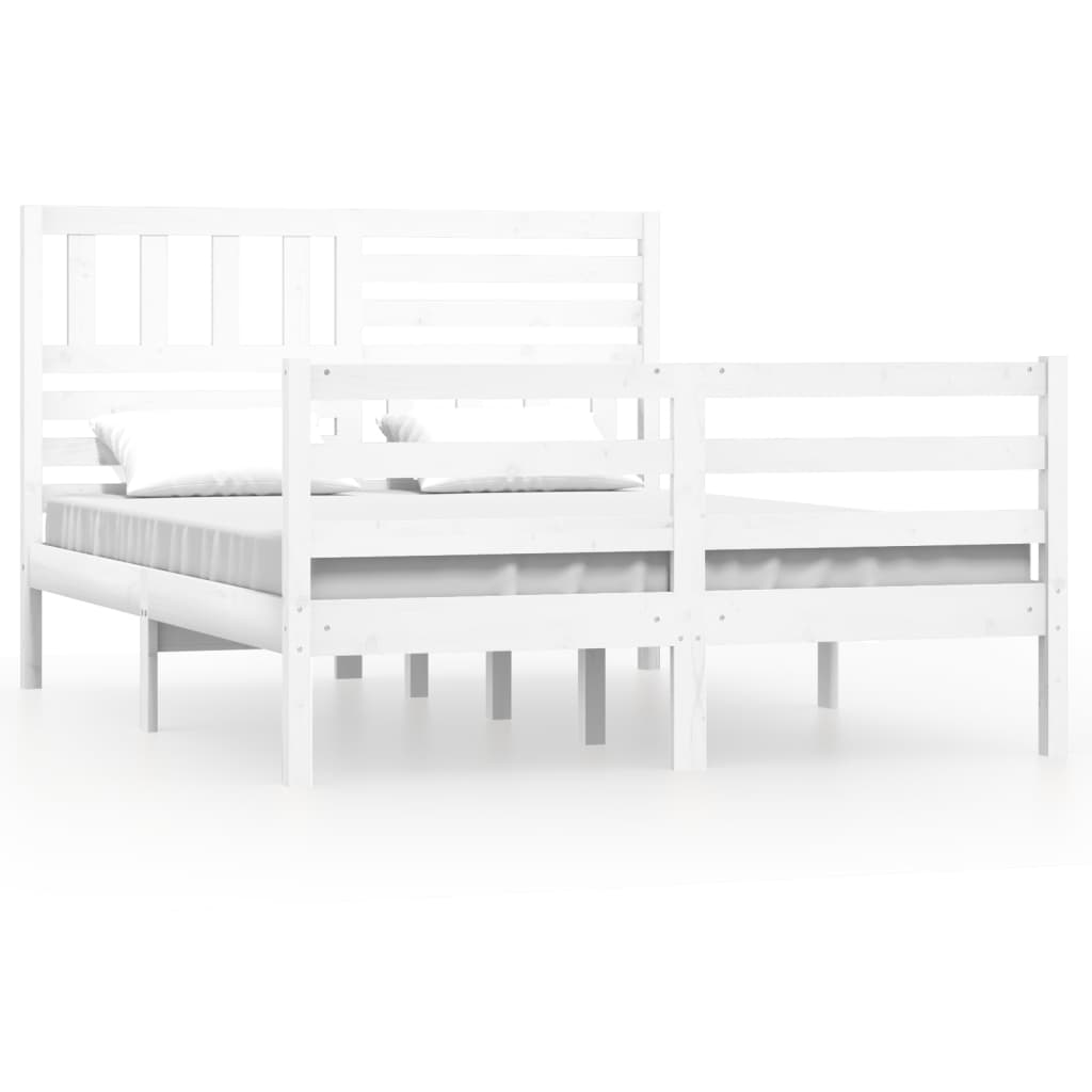 Cadre de lit sans matelas blanc 150x200 cm bois massif