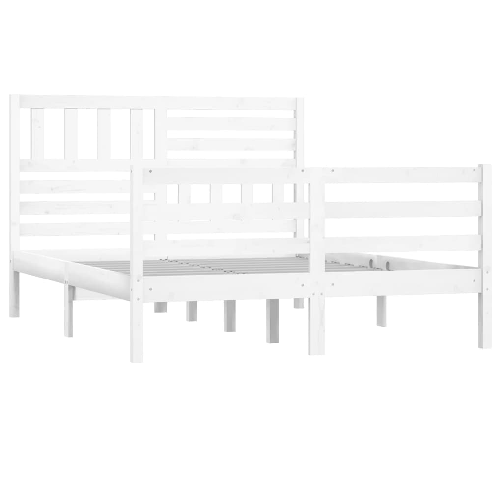 Cadre de lit sans matelas blanc 150x200 cm bois massif