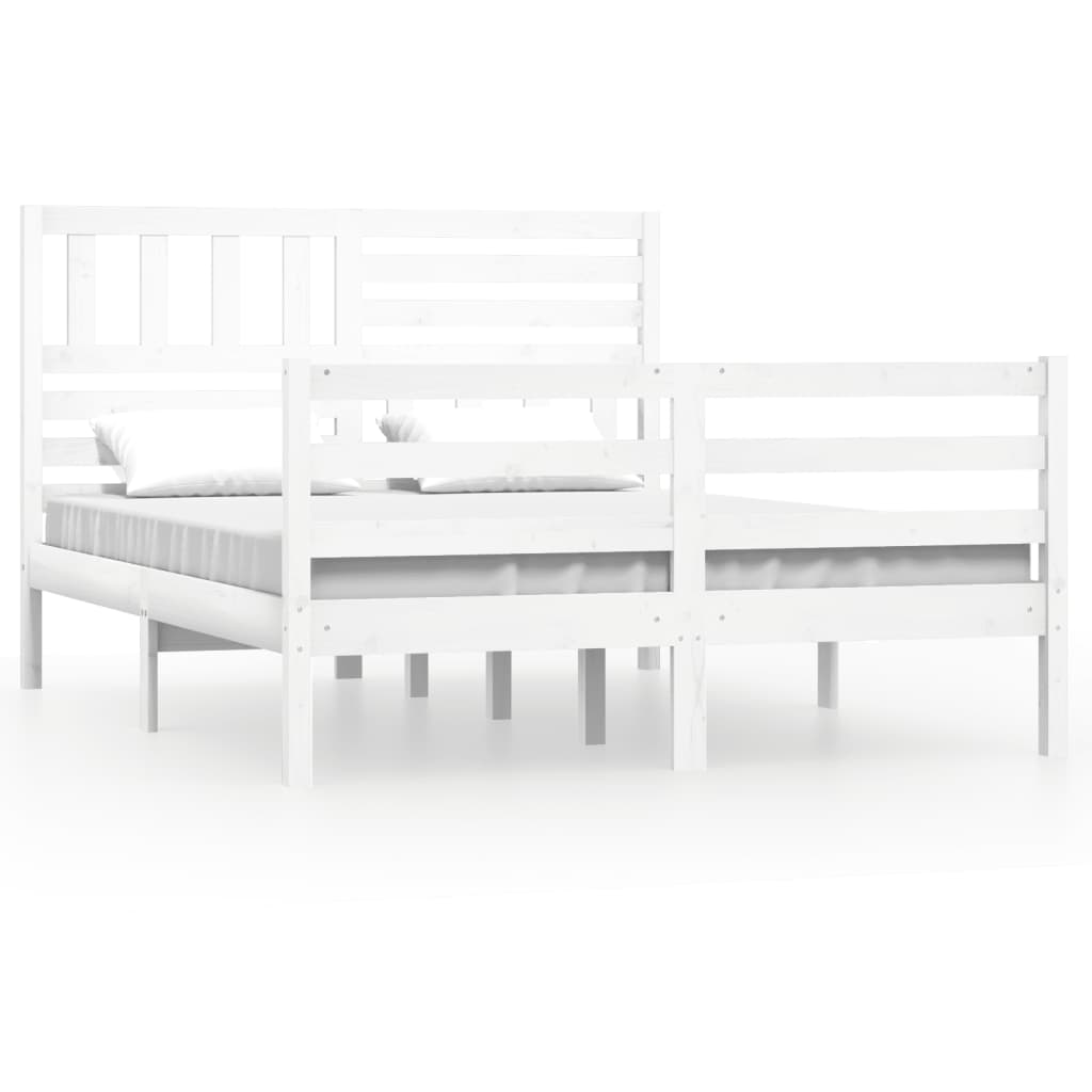 Cadre de lit sans matelas blanc bois massif 160x200 cm