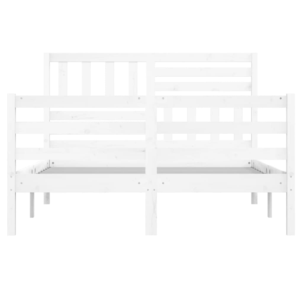 Cadre de lit sans matelas blanc bois massif 160x200 cm