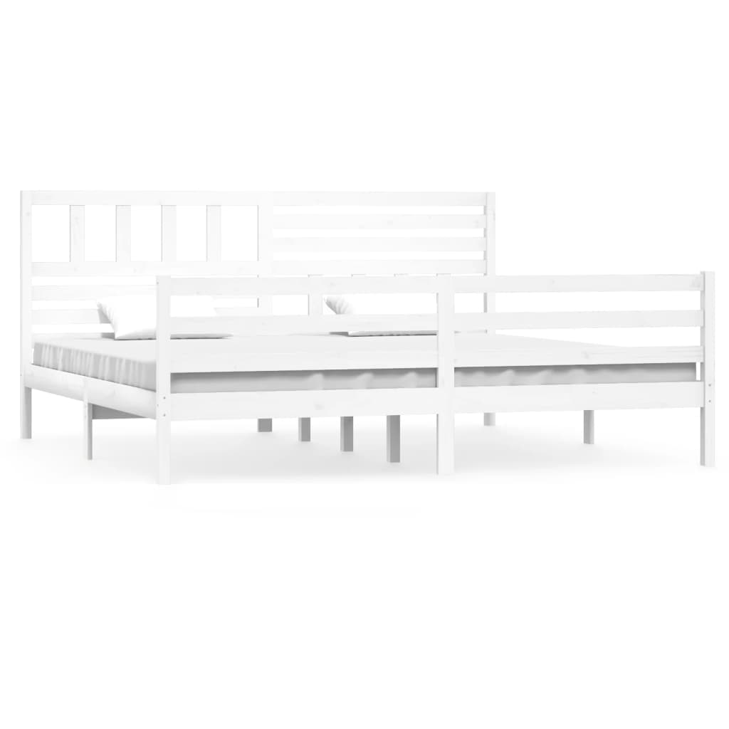 Cadre de lit sans matelas blanc 180x200 cm bois massif