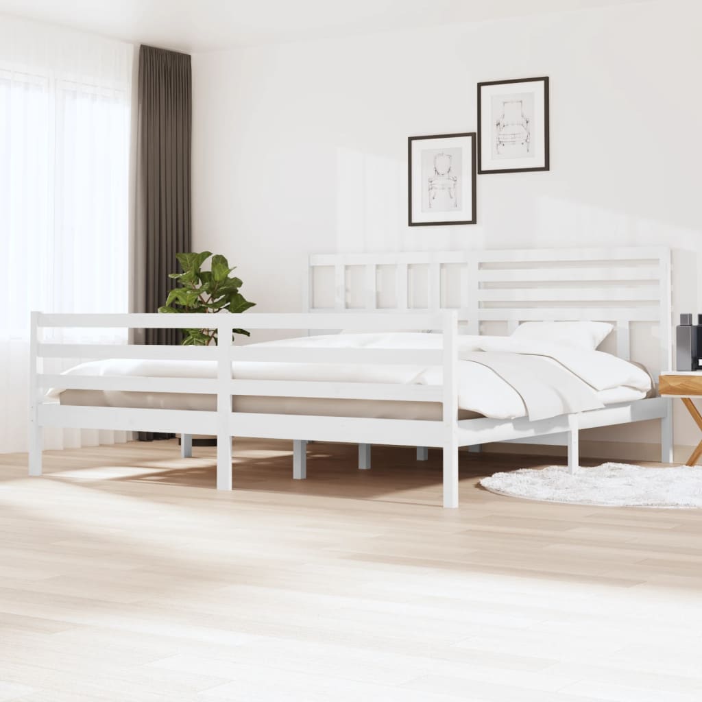 Cadre de lit sans matelas blanc 180x200 cm bois massif