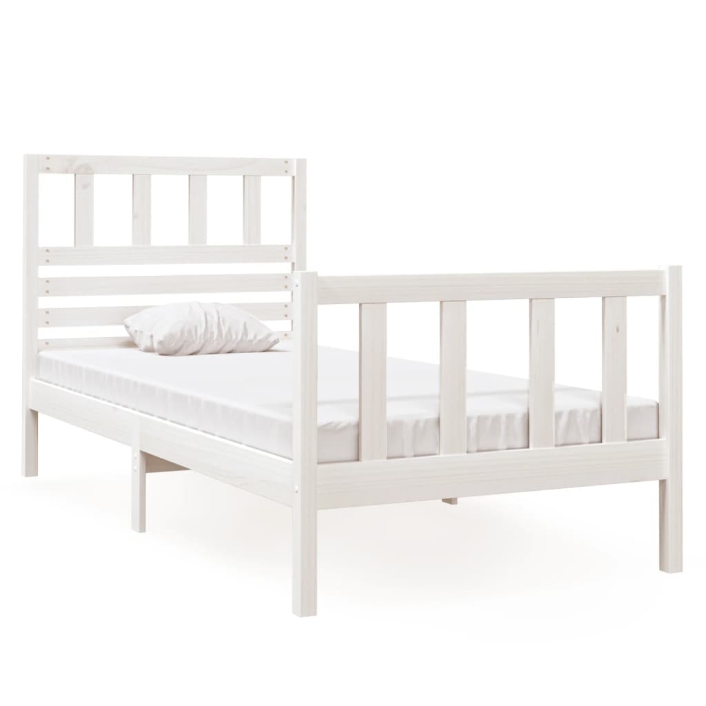 Cadre de lit sans matelas blanc bois massif