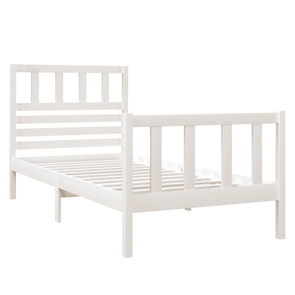 Cadre de lit sans matelas blanc bois massif