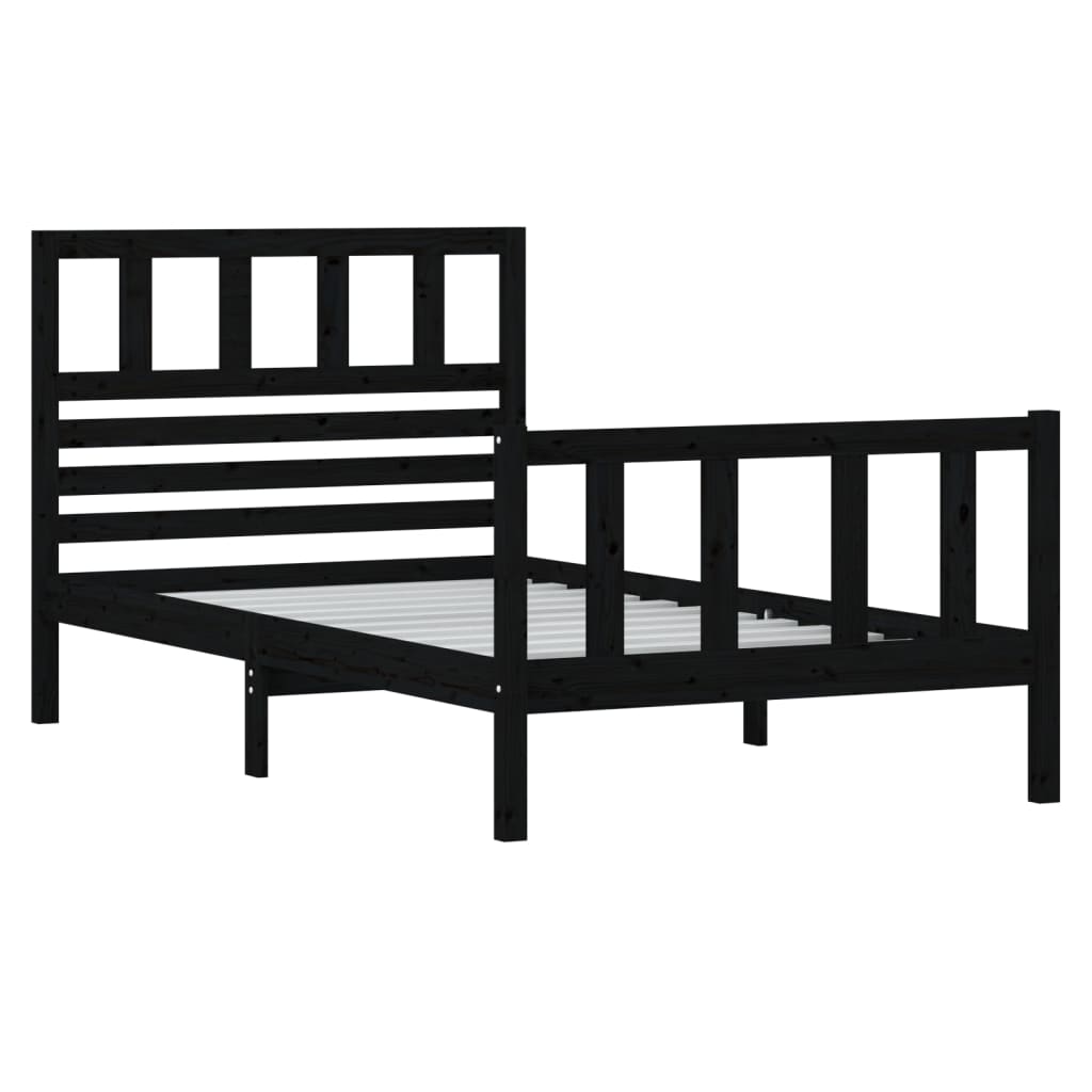 Cadre de lit sans matelas noir bois massif