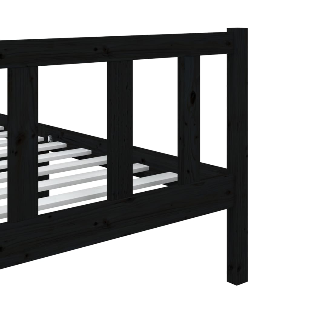 Cadre de lit sans matelas noir bois massif