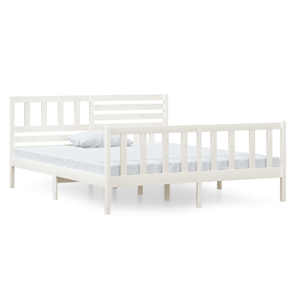 Cadre de lit sans matelas blanc bois massif