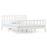 Cadre de lit sans matelas blanc bois massif