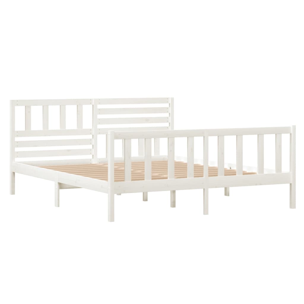 Cadre de lit sans matelas blanc bois massif