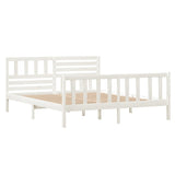 Cadre de lit sans matelas blanc bois massif