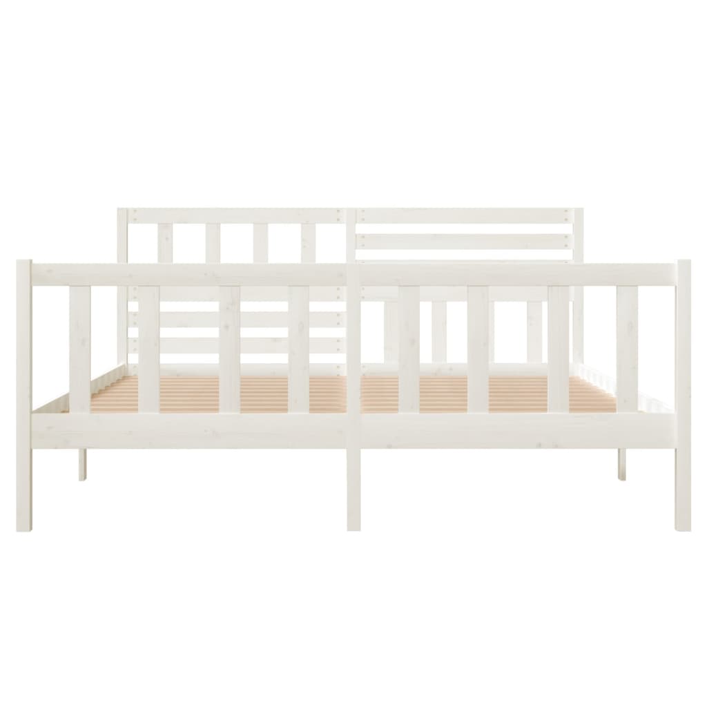 Cadre de lit sans matelas blanc bois massif