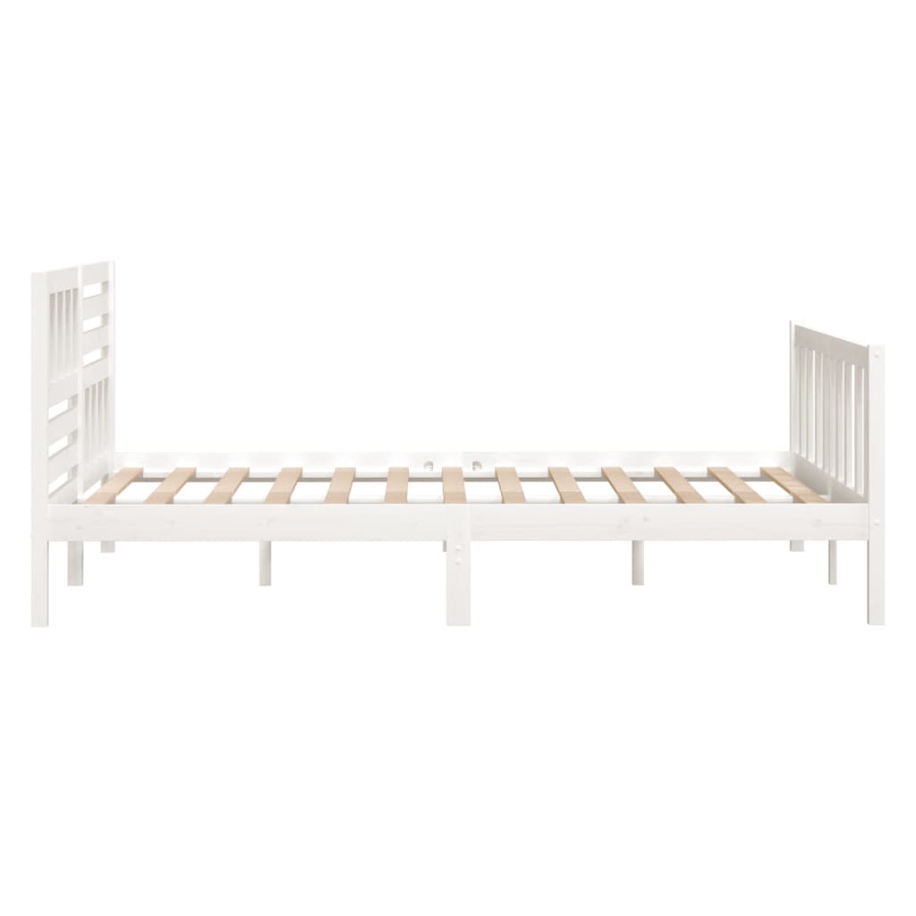 Cadre de lit sans matelas blanc bois massif