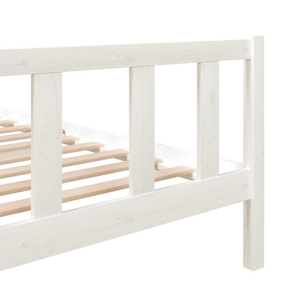 Cadre de lit sans matelas blanc bois massif