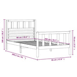 Cadre de lit sans matelas bois massif 90x200 cm