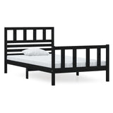 Cadre de lit sans matelas noir bois massif 100x200 cm