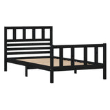 Cadre de lit sans matelas noir bois massif 100x200 cm