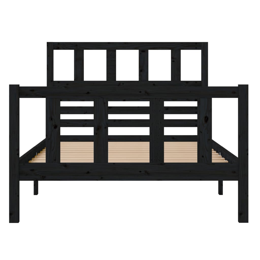 Cadre de lit sans matelas noir bois massif 100x200 cm