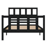 Cadre de lit sans matelas noir bois massif 100x200 cm