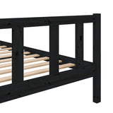 Cadre de lit sans matelas noir bois massif 100x200 cm