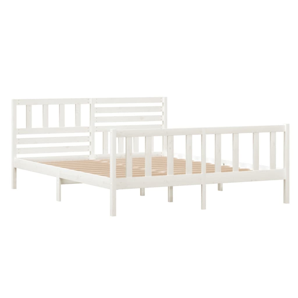 Cadre de lit sans matelas blanc bois massif 120x200 cm