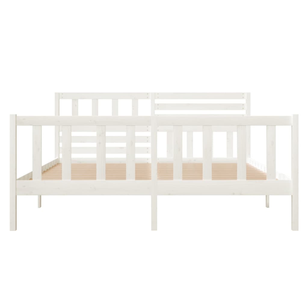 Cadre de lit sans matelas blanc bois massif 120x200 cm