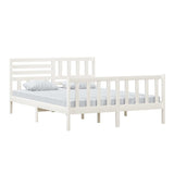 Cadre de lit sans matelas blanc bois de pin massif