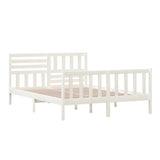 Cadre de lit sans matelas blanc bois de pin massif