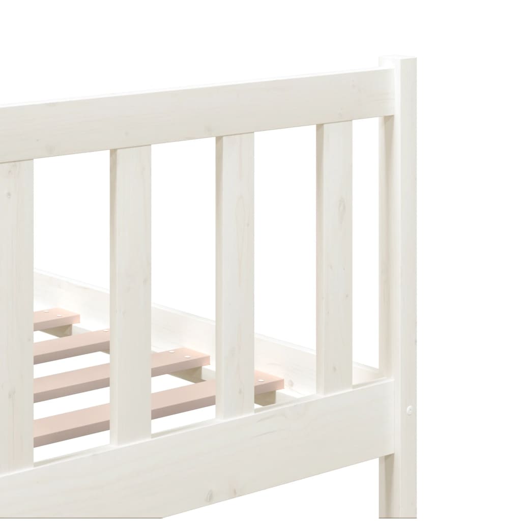 Cadre de lit sans matelas blanc bois de pin massif