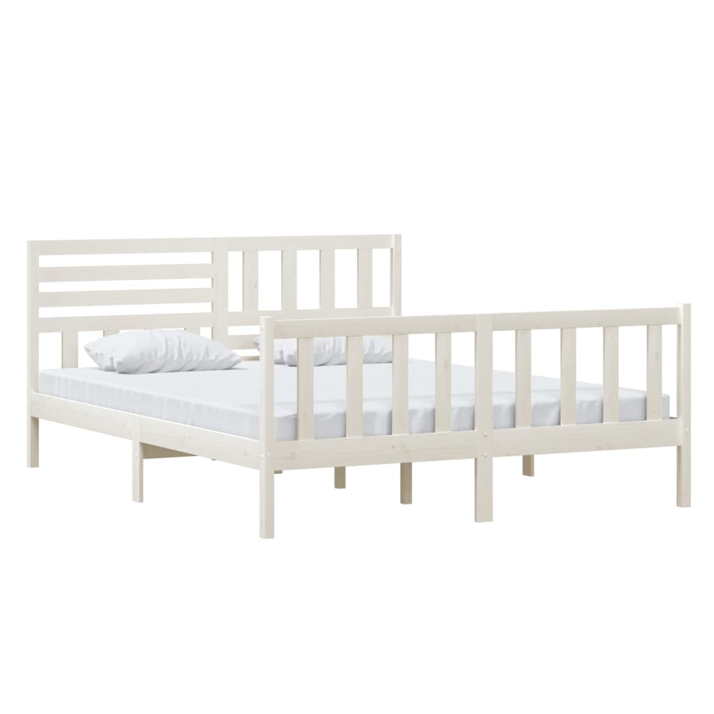 Cadre de lit sans matelas blanc bois massif 160x200 cm