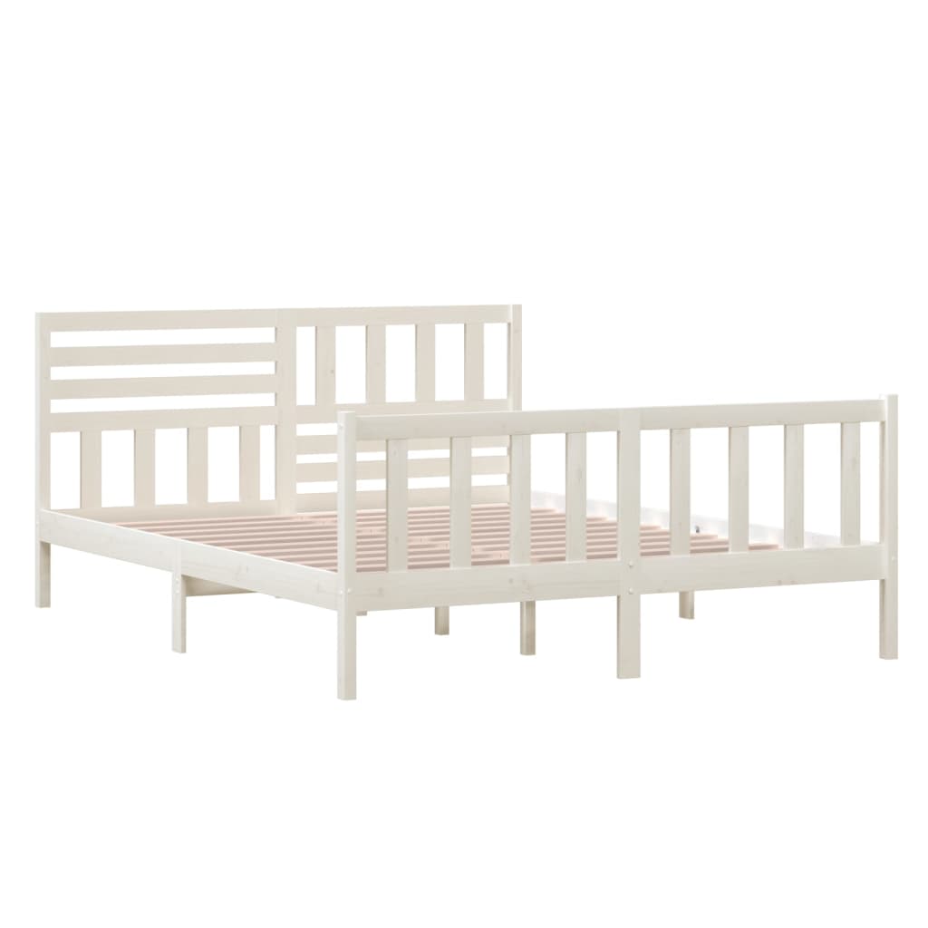 Cadre de lit sans matelas blanc bois massif 160x200 cm