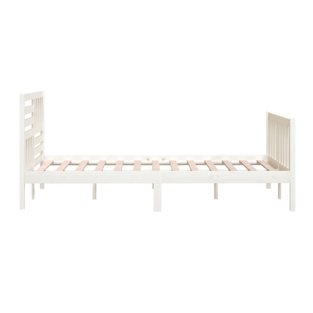 Cadre de lit sans matelas blanc bois massif 160x200 cm