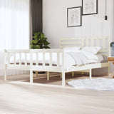 Cadre de lit sans matelas blanc bois massif 160x200 cm