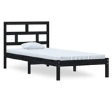 Cadre de lit sans matelas noir bois massif 100x200 cm