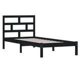 Cadre de lit sans matelas noir bois massif 100x200 cm