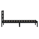 Cadre de lit sans matelas noir bois massif 100x200 cm