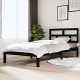 Cadre de lit sans matelas noir bois massif 100x200 cm