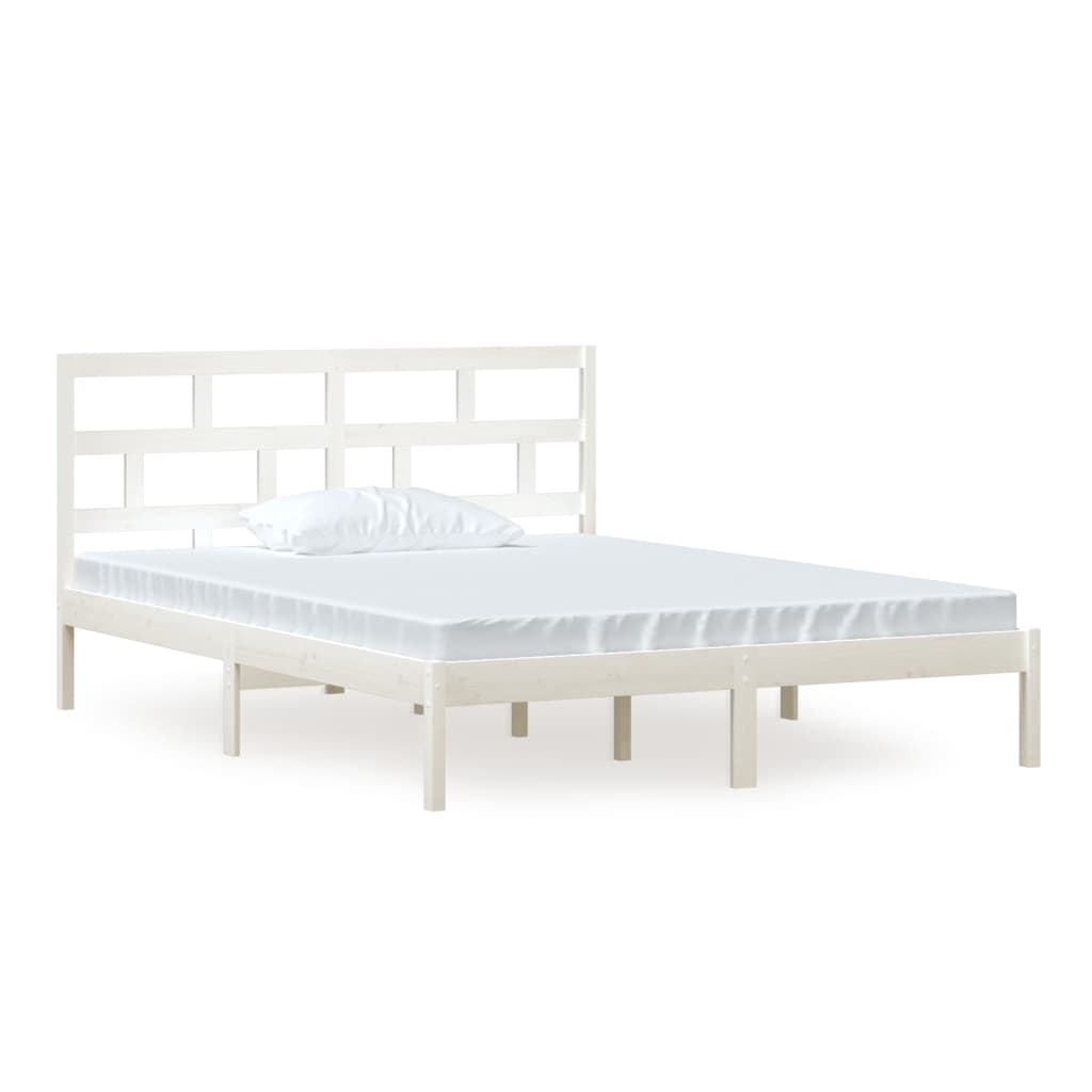 Cadre de lit sans matelas blanc bois de pin massif