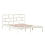 Cadre de lit sans matelas blanc bois de pin massif