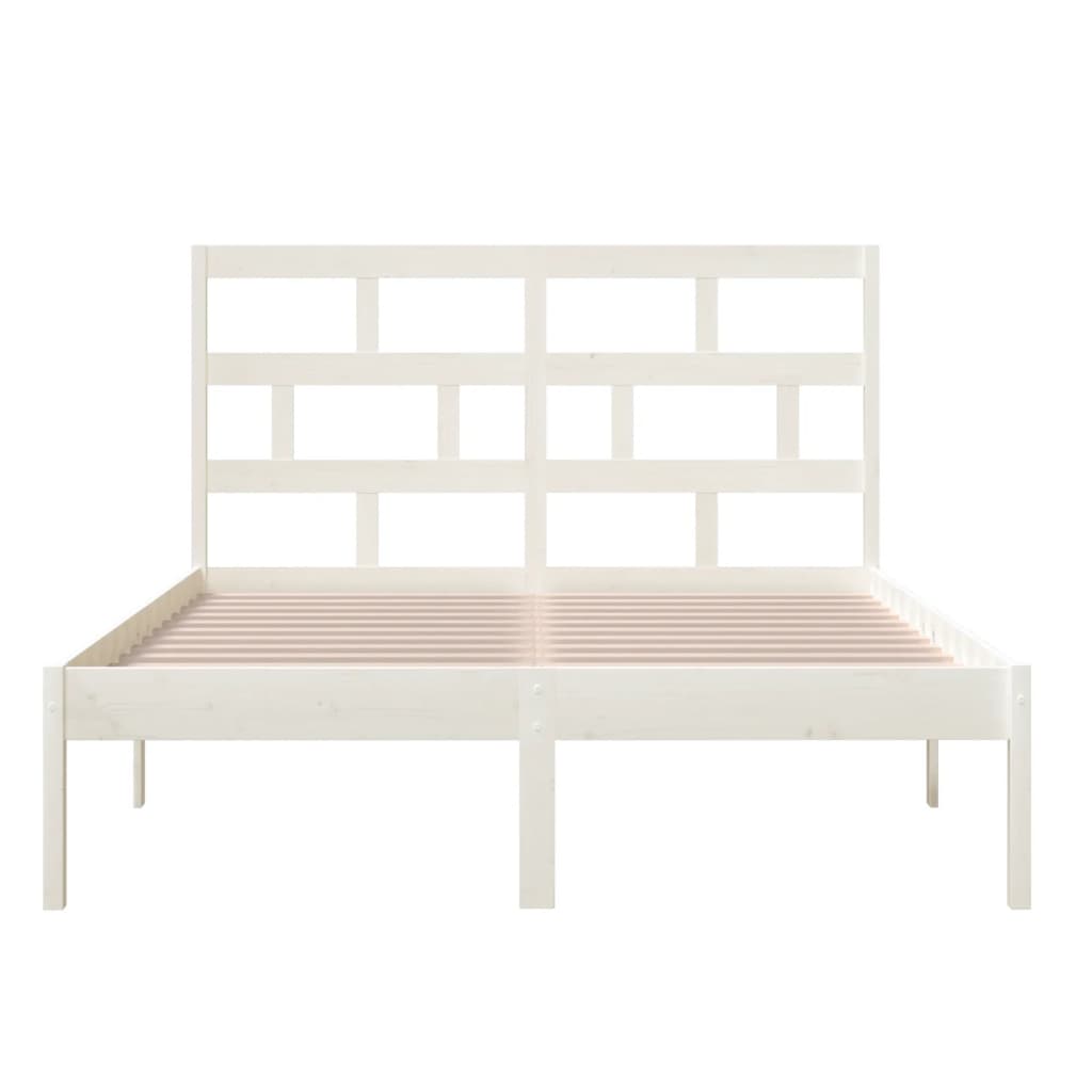 Cadre de lit sans matelas blanc bois de pin massif