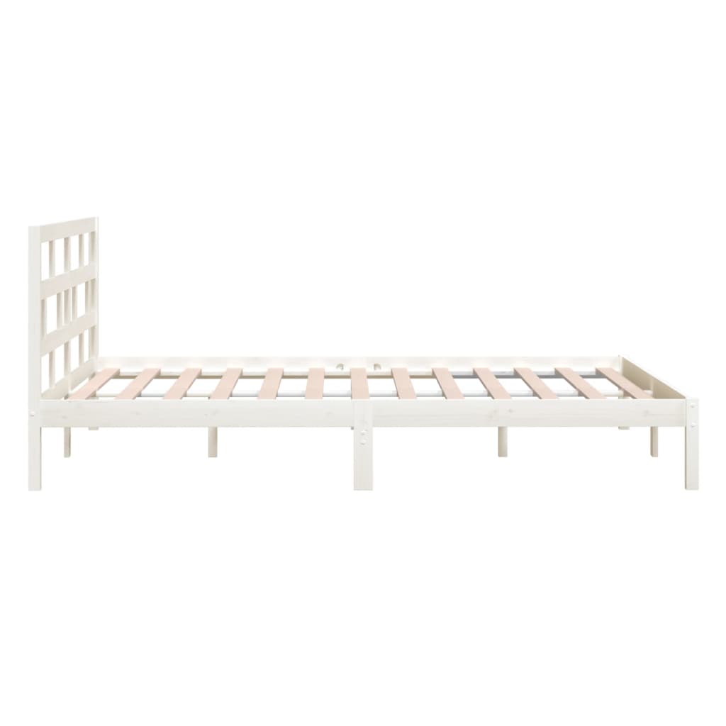 Cadre de lit sans matelas blanc bois de pin massif