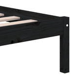 Cadre de lit sans matelas noir bois massif