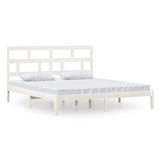 Cadre de lit sans matelas blanc bois massif