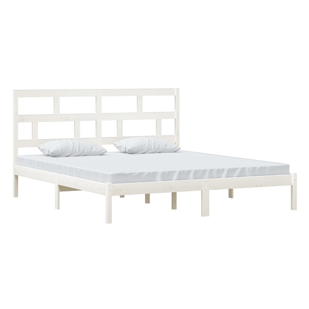 Cadre de lit sans matelas blanc bois massif