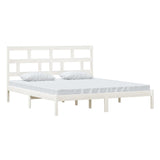 Cadre de lit sans matelas blanc bois massif