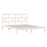 Cadre de lit sans matelas blanc bois massif