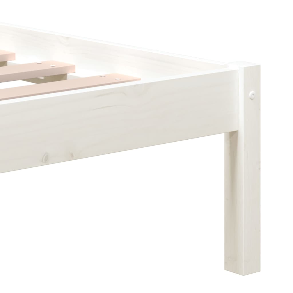 Cadre de lit sans matelas blanc bois massif