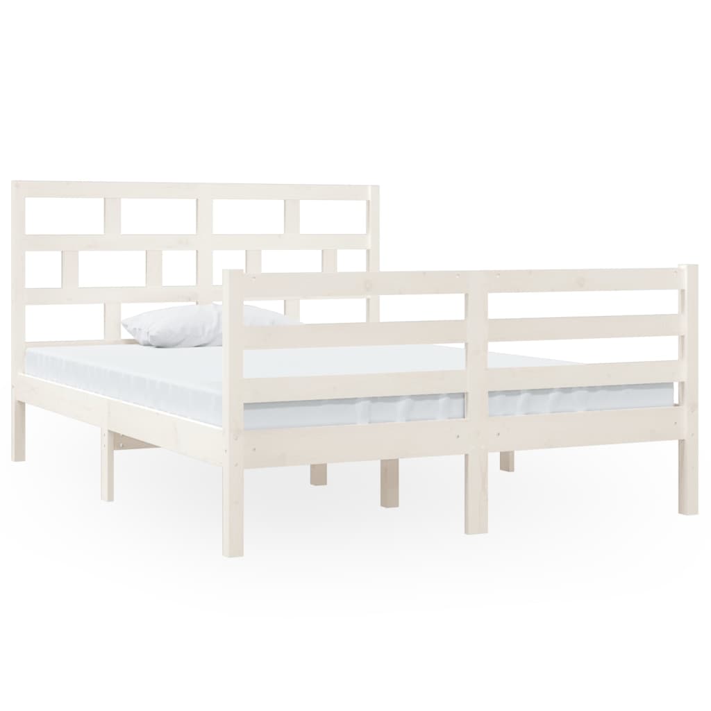 Cadre de lit sans matelas blanc bois massif