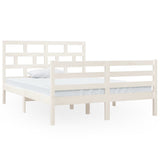 Cadre de lit sans matelas blanc bois massif